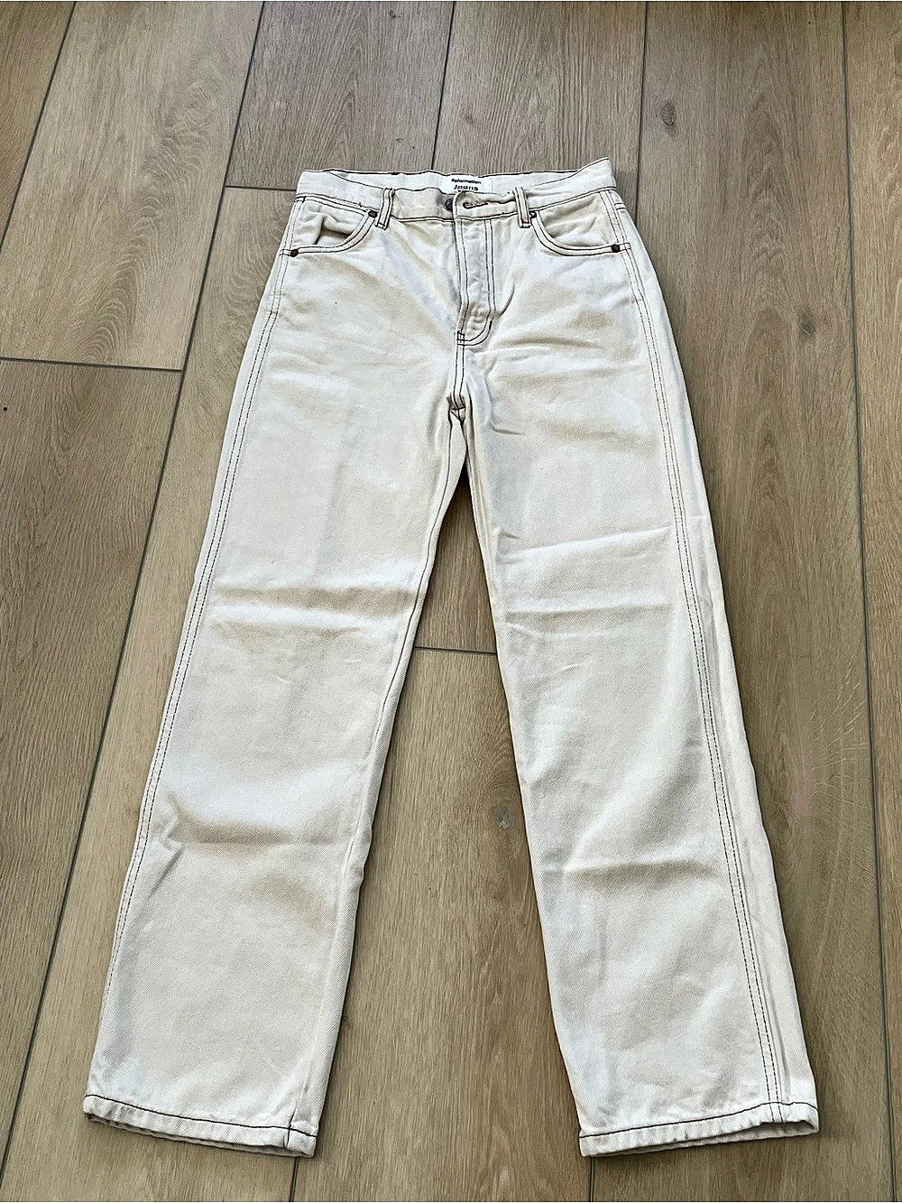 Reformation Cowboy High Rise Straight Jeans Cream Waist 26